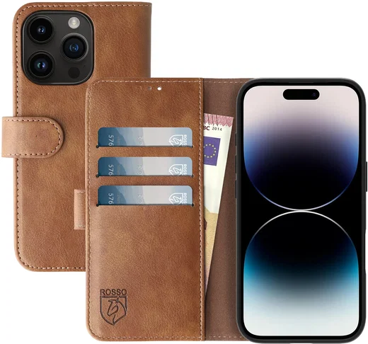 Rosso Element Apple iPhone 14 Pro Hoesje Book Cover Wallet Bruin afbeelding 1