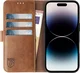 Rosso Element Apple iPhone 14 Pro Hoesje Book Cover Wallet Bruin afbeelding 13
