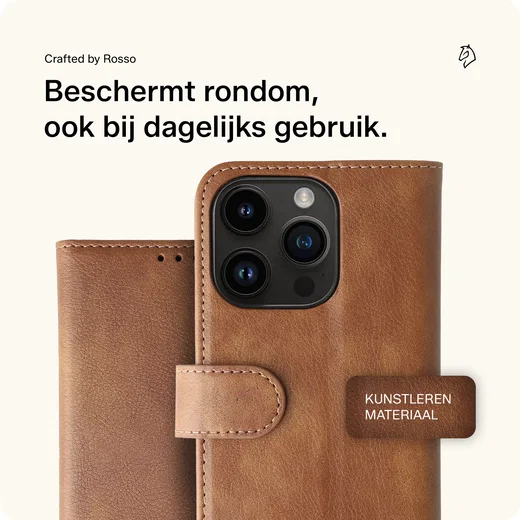 Rosso Element Apple iPhone 14 Pro Hoesje Book Cover Wallet Bruin afbeelding 4