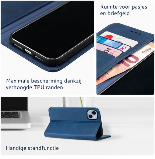 Rosso Element Apple iPhone 14 Hoesje Book Cover Wallet Blauw afbeelding 3