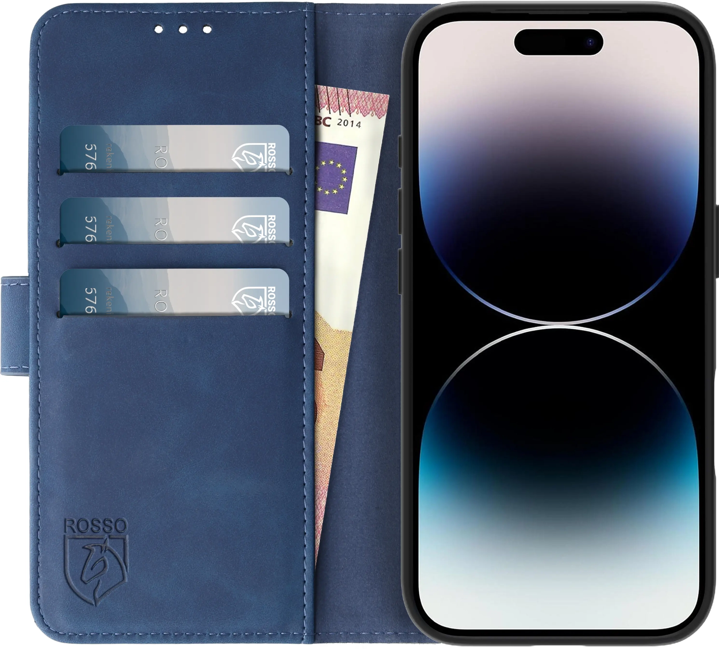 Rosso Element Apple iPhone 14 Pro Hoesje Book Cover Wallet Blauw afbeelding 12