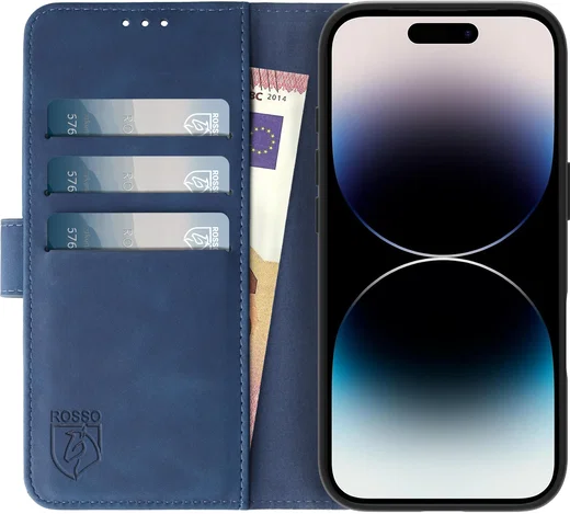Rosso Element Apple iPhone 14 Pro Hoesje Book Cover Wallet Blauw afbeelding 12