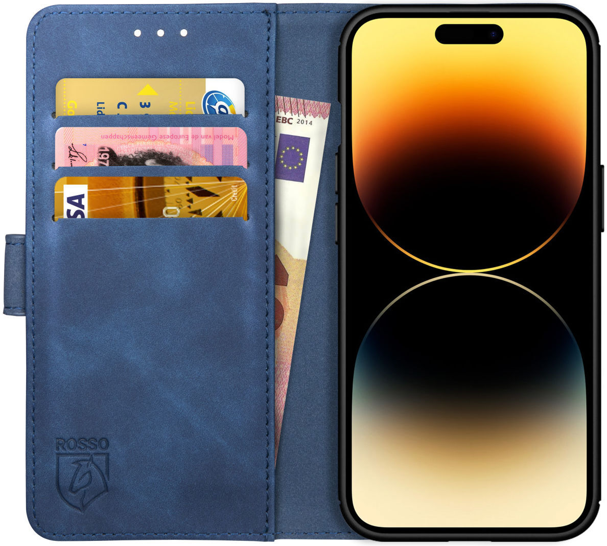 Rosso Element Apple iPhone 14 Pro Max Hoesje Book Cover Wallet Blauw afbeelding 1