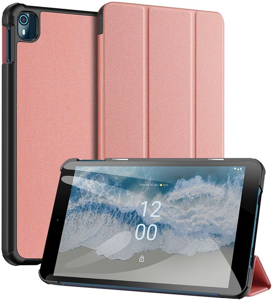 Dux Ducis Domo Series Nokia T10 Hoes Tri-Fold Book Case Roze afbeelding 1