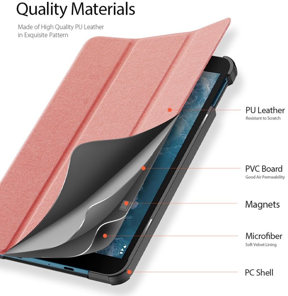 Dux Ducis Domo Series Nokia T10 Hoes Tri-Fold Book Case Roze afbeelding 2