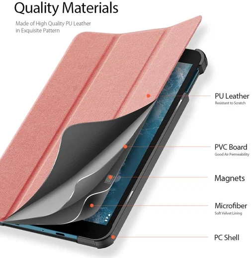 Dux Ducis Domo Series Nokia T10 Hoes Tri-Fold Book Case Roze afbeelding 2