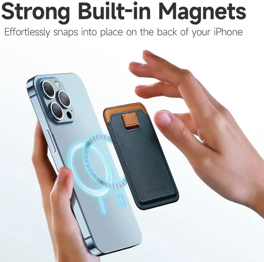 Dux Ducis Magnetische Wallet MagSafe Kaarthouder Kunstleer Blauw afbeelding 5