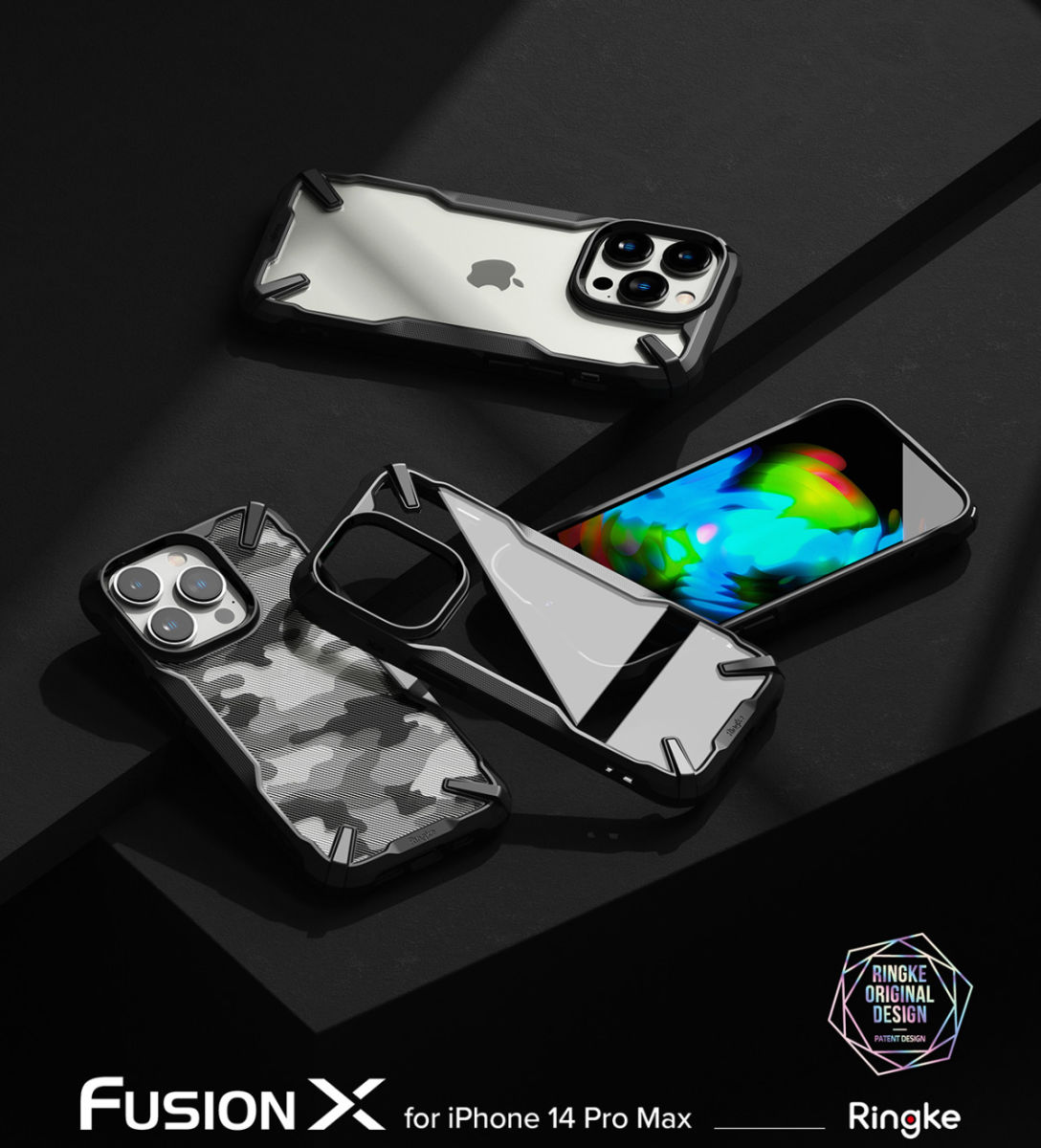 Ringke Fusion X iPhone 14 Pro Max Hoesje Back Cover Transparant Zwart afbeelding 11