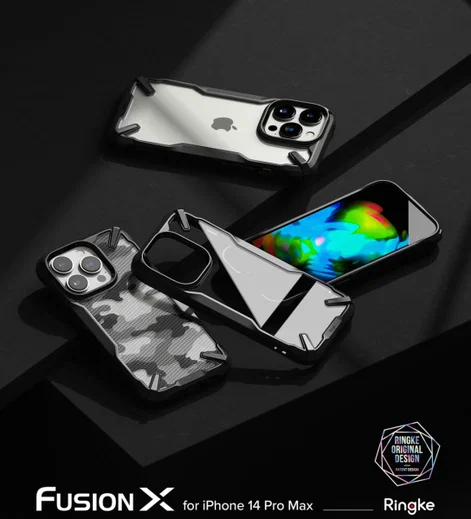 Ringke Fusion X iPhone 14 Pro Max Hoesje Back Cover Transparant Zwart afbeelding 11