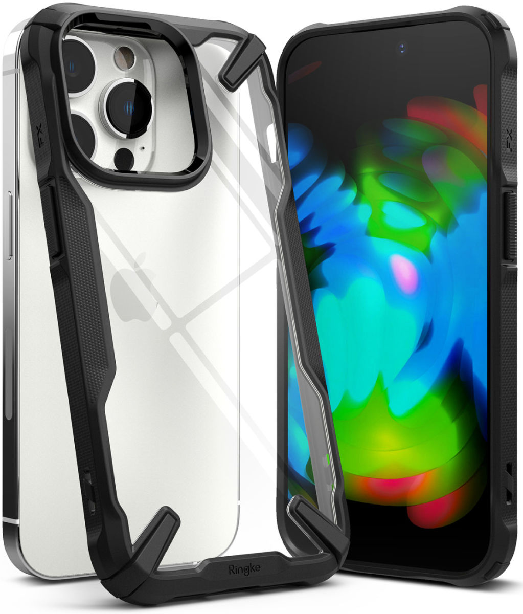 Ringke Fusion X iPhone 14 Pro Max Hoesje Back Cover Transparant Zwart afbeelding 2