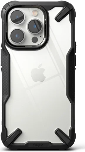 Ringke Fusion X iPhone 14 Pro Max Hoesje Back Cover Transparant Zwart afbeelding 1