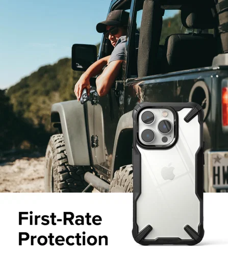 Ringke Fusion X iPhone 14 Pro Max Hoesje Back Cover Transparant Zwart afbeelding 8