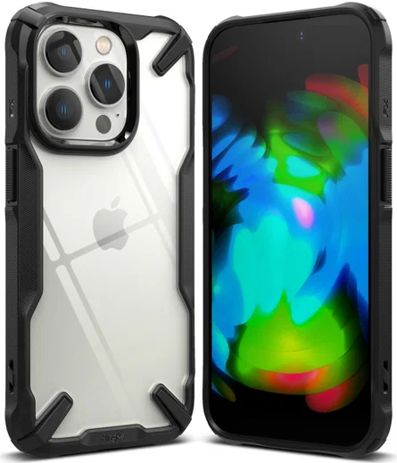 Ringke Fusion X iPhone 14 Pro Hoesje Back Cover Transparant Zwart afbeelding 1