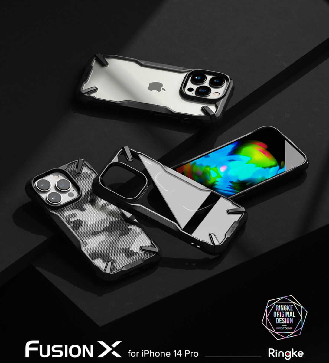 Ringke Fusion X iPhone 14 Pro Hoesje Back Cover Transparant Zwart afbeelding 11