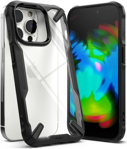 Ringke Fusion X iPhone 14 Pro Hoesje Back Cover Transparant Zwart afbeelding 2