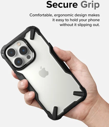 Ringke Fusion X iPhone 14 Pro Hoesje Back Cover Transparant Zwart afbeelding 8