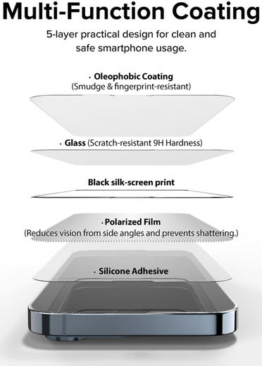 Ringke Apple iPhone 14 Plus Screen Protector Privacy Tempered Glass 9H afbeelding 8