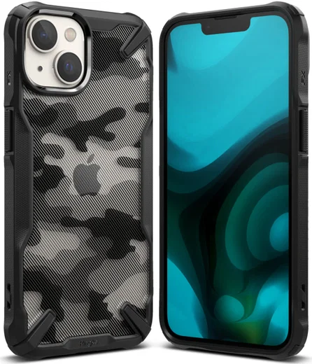 Ringke Fusion X Apple iPhone 14 Hoesje Back Cover Camo Zwart afbeelding 1