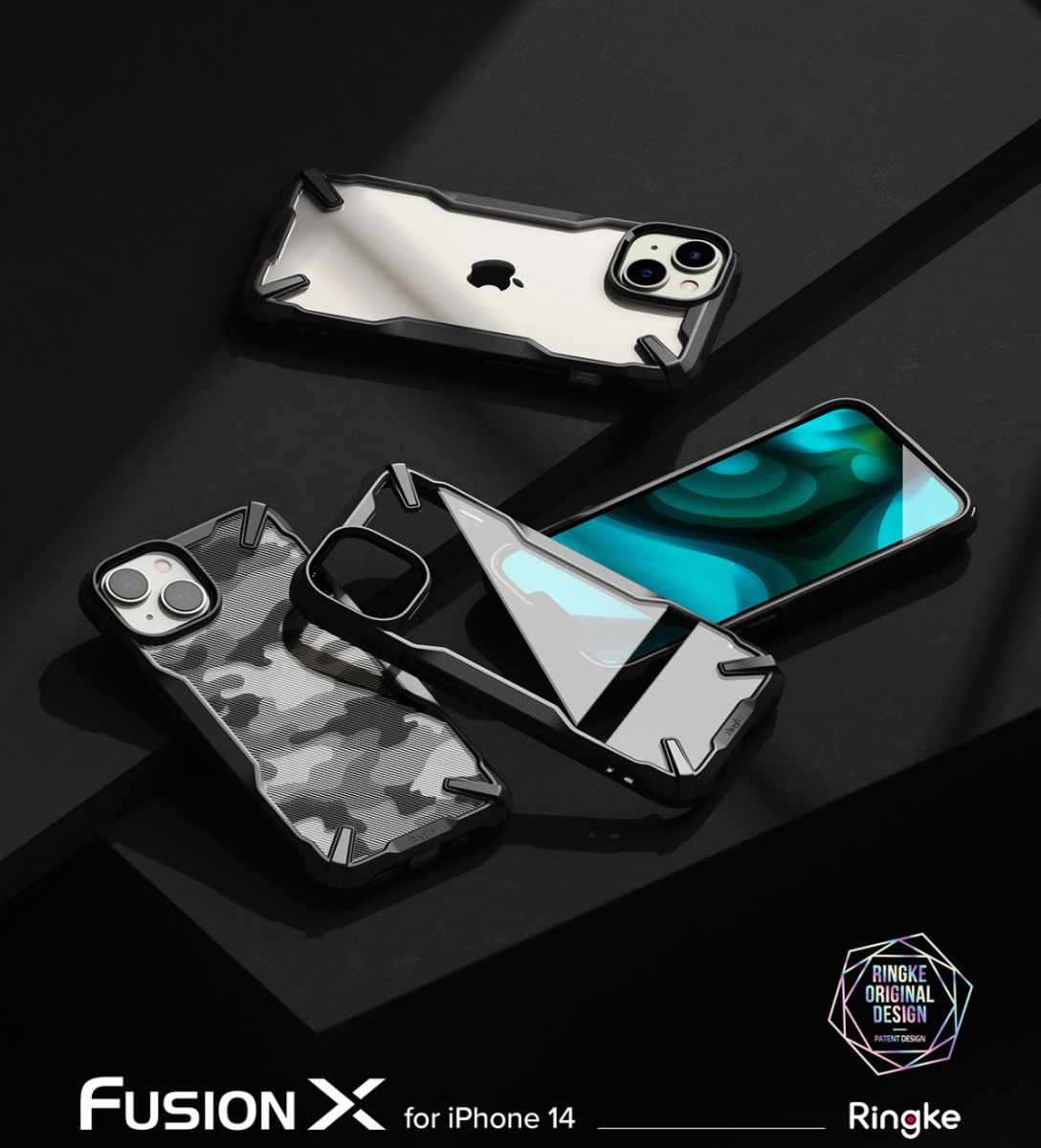 Ringke Fusion X Apple iPhone 14 Hoesje Back Cover Camo Zwart afbeelding 12