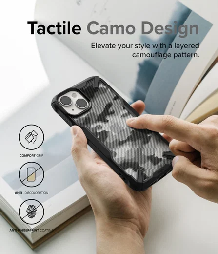 Ringke Fusion X Apple iPhone 14 Hoesje Back Cover Camo Zwart afbeelding 6