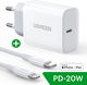 UGREEN Snellader 20W PD + USB-C naar Lightning Kabel MFi 3A 1M Wit afbeelding 3