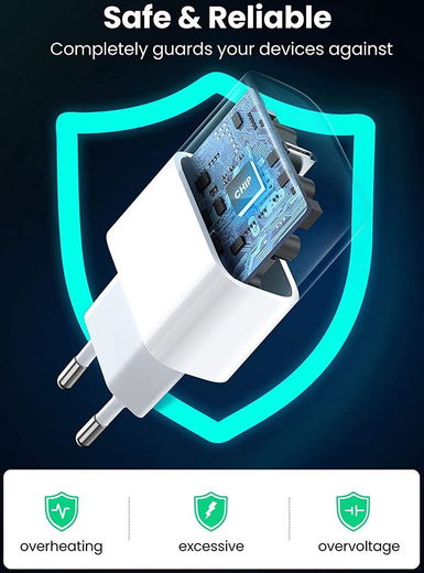 UGREEN Snellader 20W PD + USB-C naar Lightning Kabel MFi 3A 1M Wit afbeelding 7