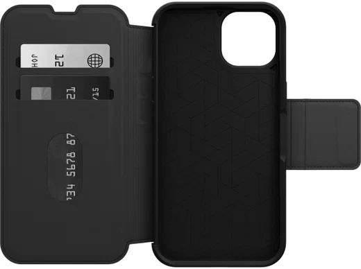 OtterBox Strada Apple iPhone 14 Hoesje Echt Leer Book Case Zwart afbeelding 3