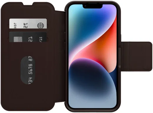 OtterBox Strada Apple iPhone 14 Hoesje Echt Leer Book Case Bruin afbeelding 1