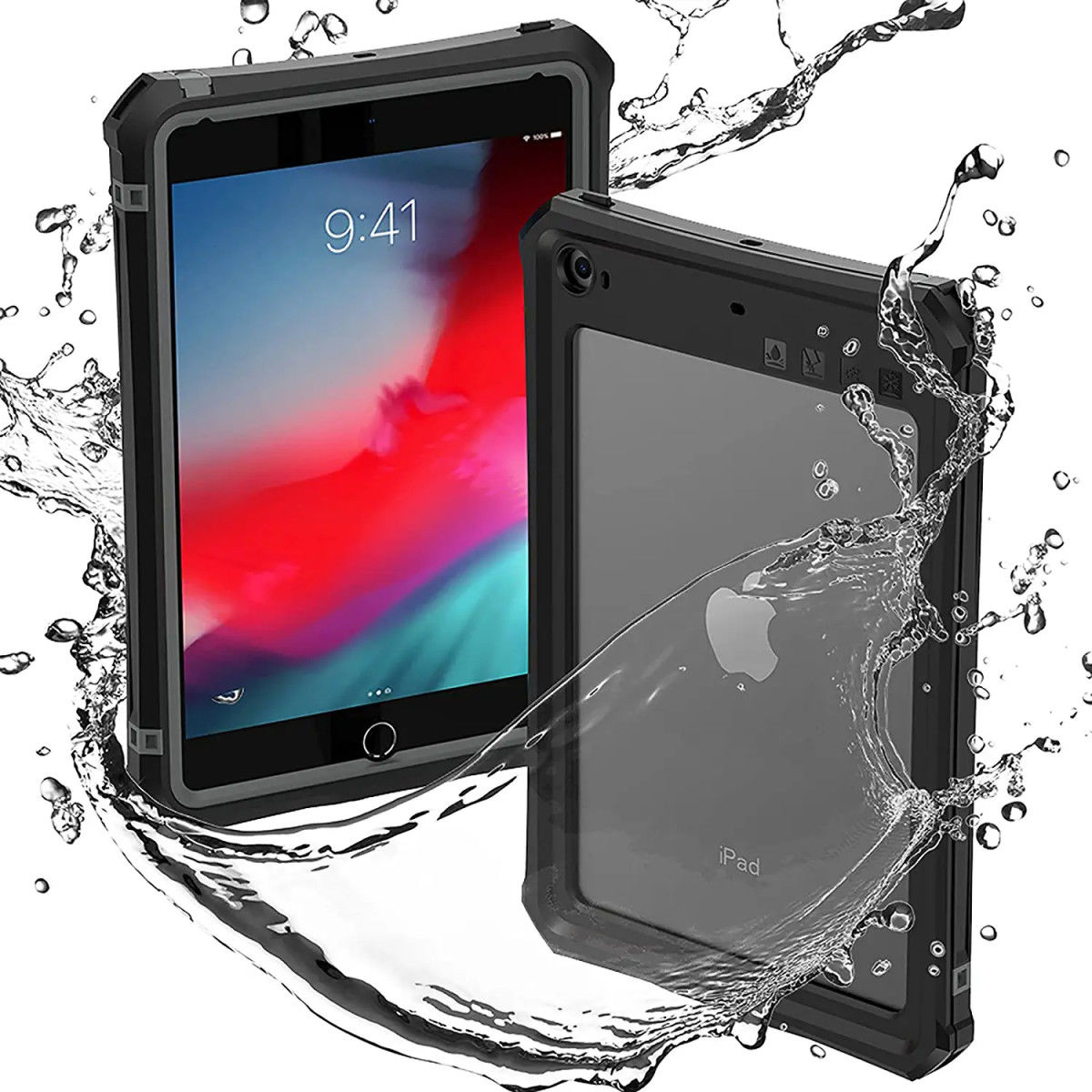 Apple iPad Mini 5 Hoes Waterdicht Full Protect Cover IP68 Zwart afbeelding 1