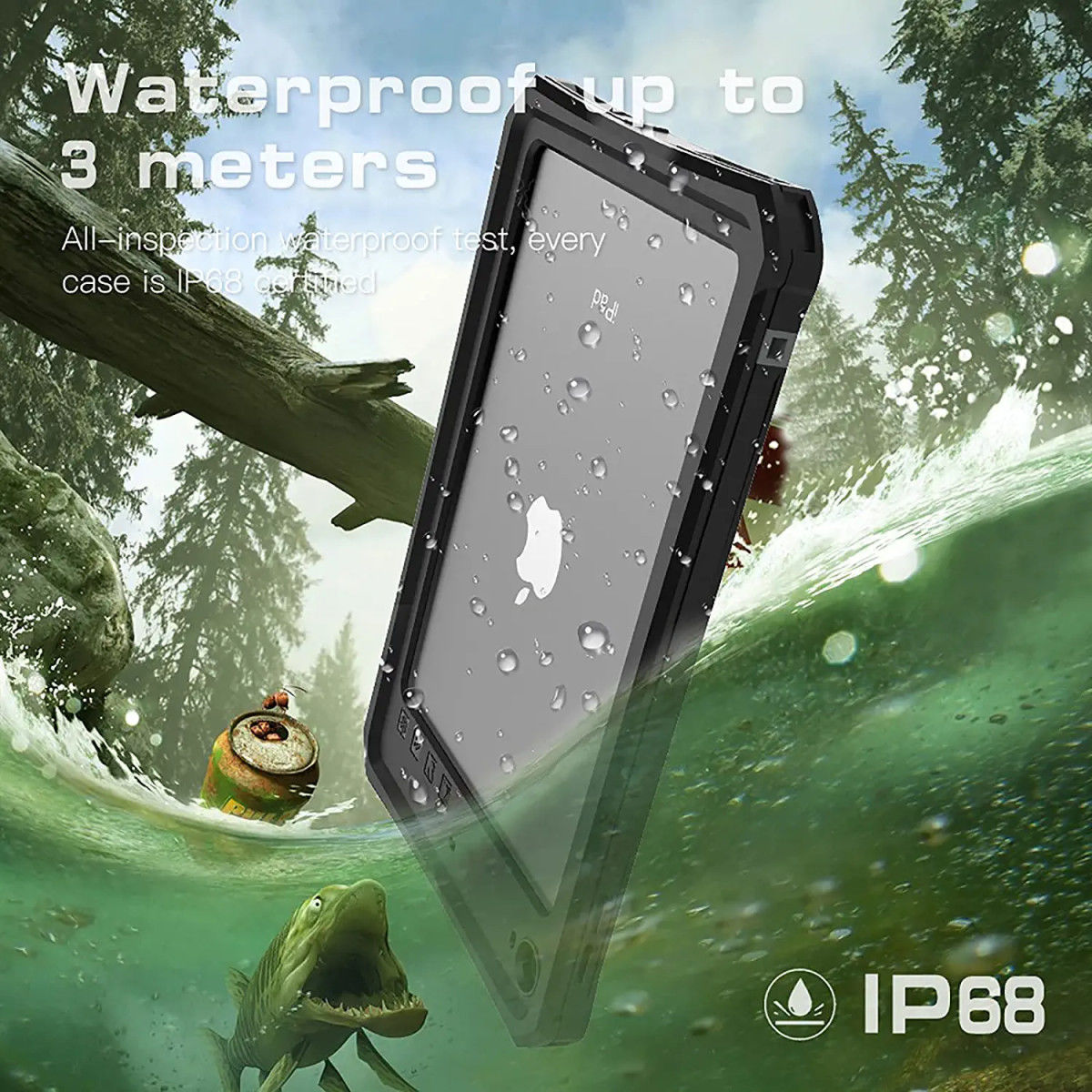 Apple iPad Mini 5 Hoes Waterdicht Full Protect Cover IP68 Zwart afbeelding 2