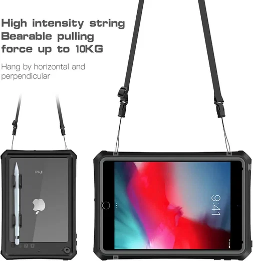 Apple iPad Mini 5 Hoes Waterdicht Full Protect Cover IP68 Zwart afbeelding 4