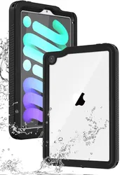 Apple iPad Mini 7 / 6 Hoes Waterdicht Full Protect Cover IP68 Zwart afbeelding