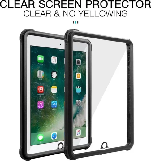 Apple iPad 9.7 (2017/2018) Hoes Waterdicht Full Protect Cover Zwart afbeelding 3