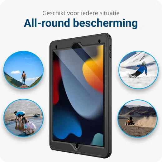 Apple iPad 10.2 (2019/2020/2021) Hoes Waterdicht Full Protect Zwart afbeelding 2