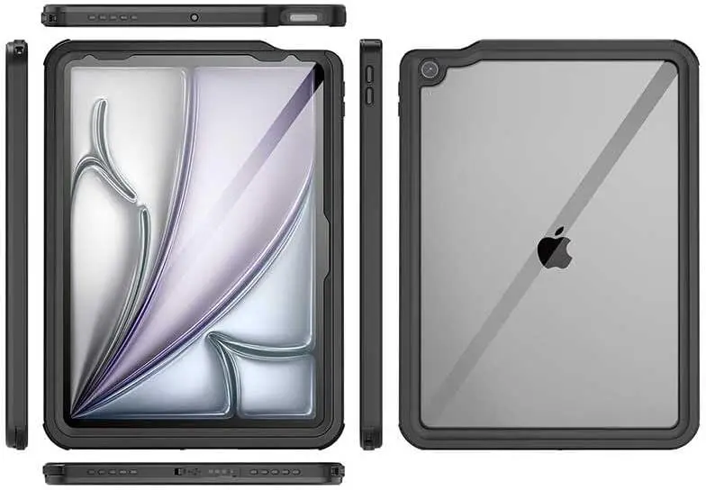 Apple iPad Air 2020/2022 Hoes Waterdicht Full Protect Cover IP68 Zwart afbeelding 6
