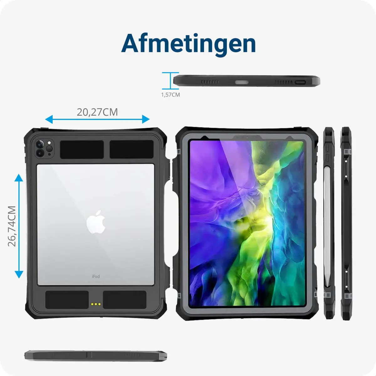 Apple iPad Pro 11 (2018) Hoes Waterdicht Full Protect Cover IP68 Zwart afbeelding 5