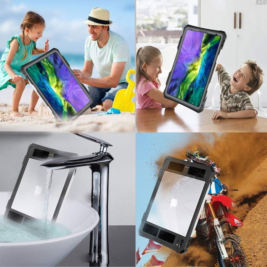 Apple iPad Pro 11 (2018) Hoes Waterdicht Full Protect Cover IP68 Zwart afbeelding 6