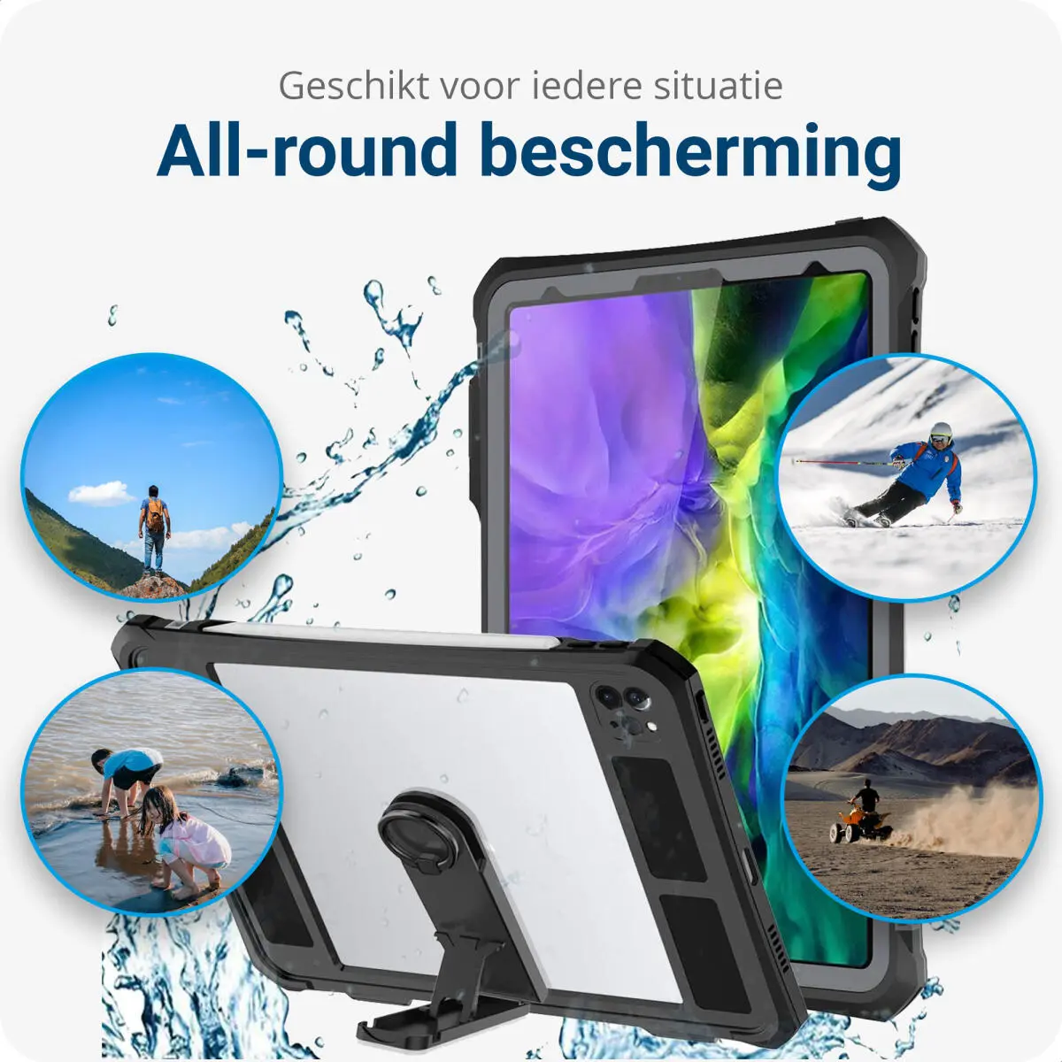 Apple iPad Pro 11 (2018) Hoes Waterdicht Full Protect Cover IP68 Zwart afbeelding 2