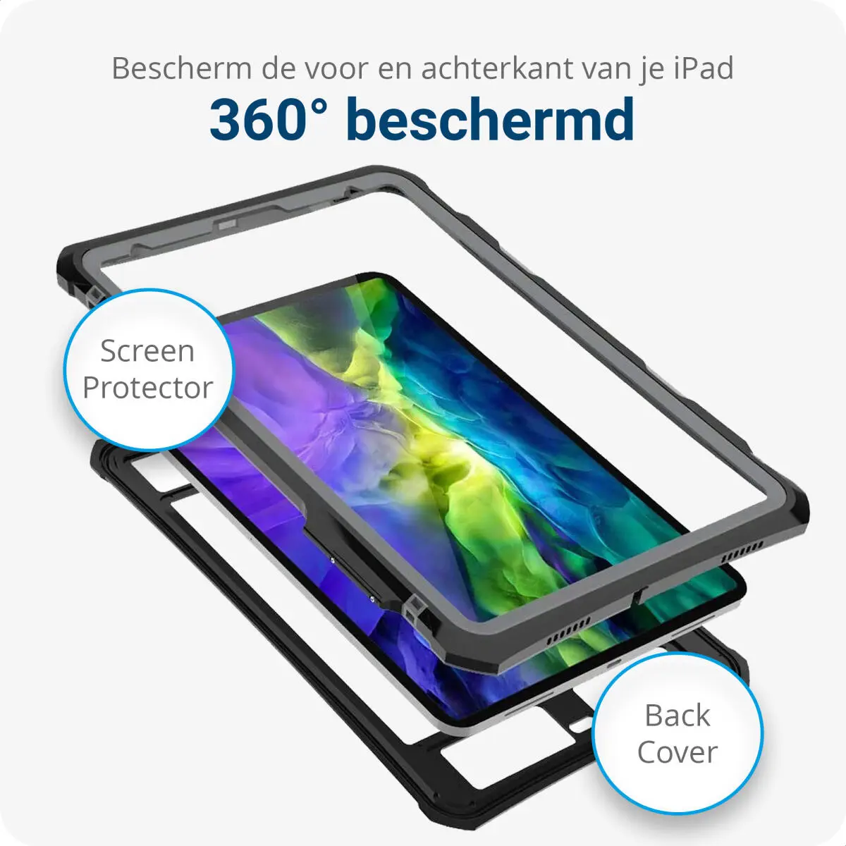 Apple iPad Pro 11 (2018) Hoes Waterdicht Full Protect Cover IP68 Zwart afbeelding 4
