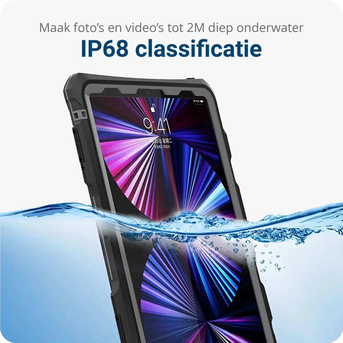 iPad Pro 11 (2020/2021) Hoes Waterdicht Full Protect Cover IP68 Zwart afbeelding 3