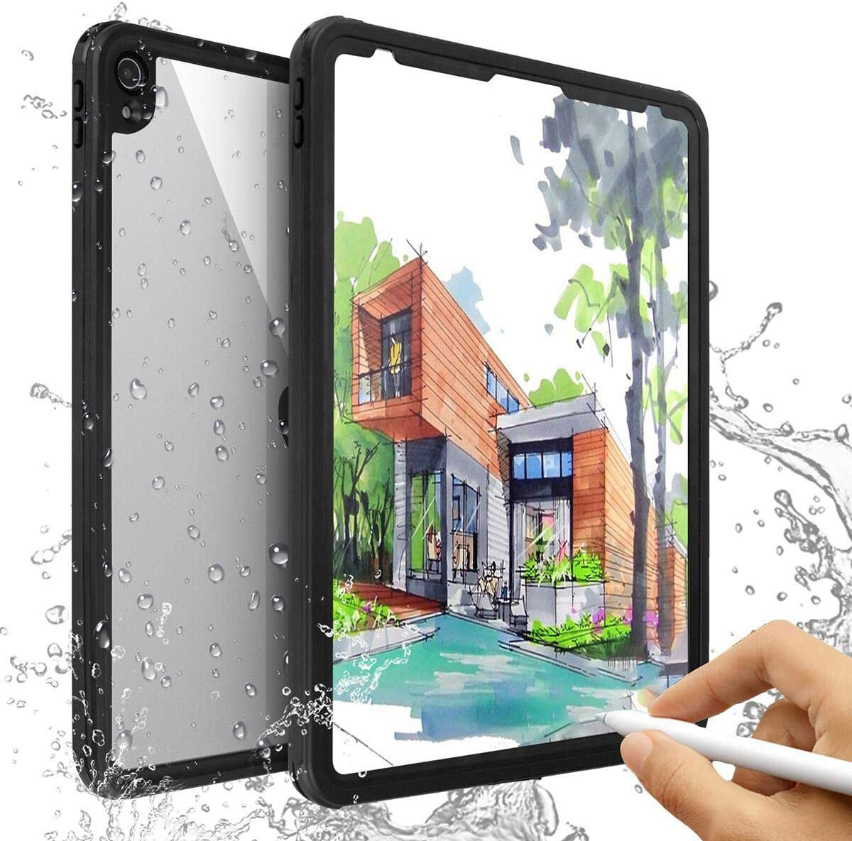Apple iPad Pro 12.9 2018 Hoes Waterdicht Full Protect Cover IP68 Zwart afbeelding 6
