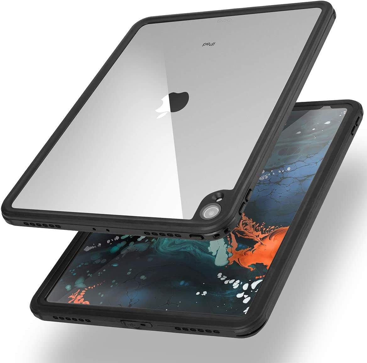 Apple iPad Pro 12.9 2018 Hoes Waterdicht Full Protect Cover IP68 Zwart afbeelding 7