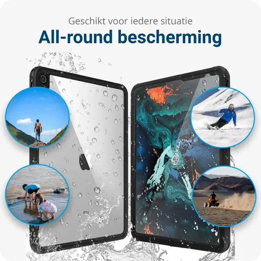 Apple iPad Pro 12.9 2018 Hoes Waterdicht Full Protect Cover IP68 Zwart afbeelding 2