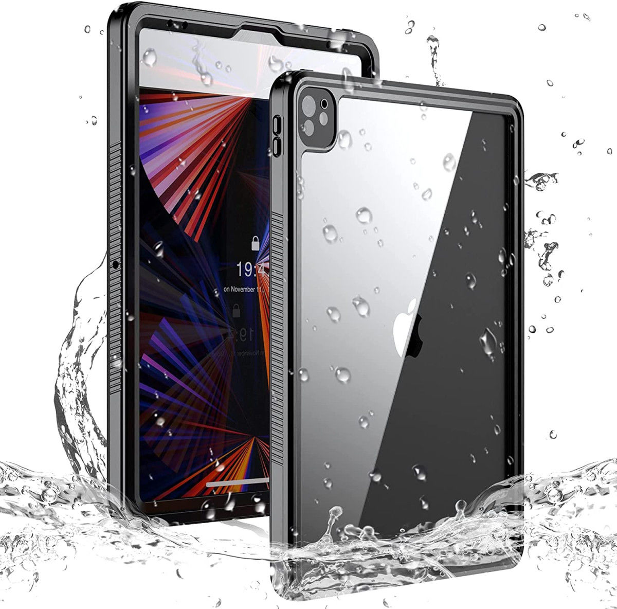 iPad Pro 12.9 2021/2022 Hoes Waterdicht Full Protect Cover IP68 Zwart afbeelding 1