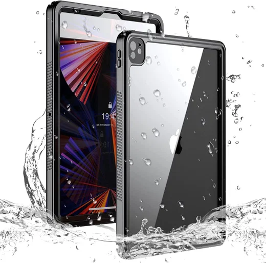 iPad Pro 12.9 2021/2022 Hoes Waterdicht Full Protect Cover IP68 Zwart afbeelding 1