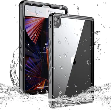 iPad Pro 12.9 2021/2022 Hoes Waterdicht Full Protect Cover IP68 Zwart
