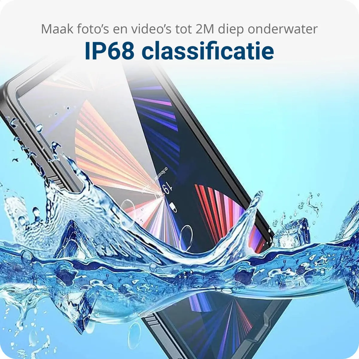 iPad Pro 12.9 2021/2022 Hoes Waterdicht Full Protect Cover IP68 Zwart afbeelding 4