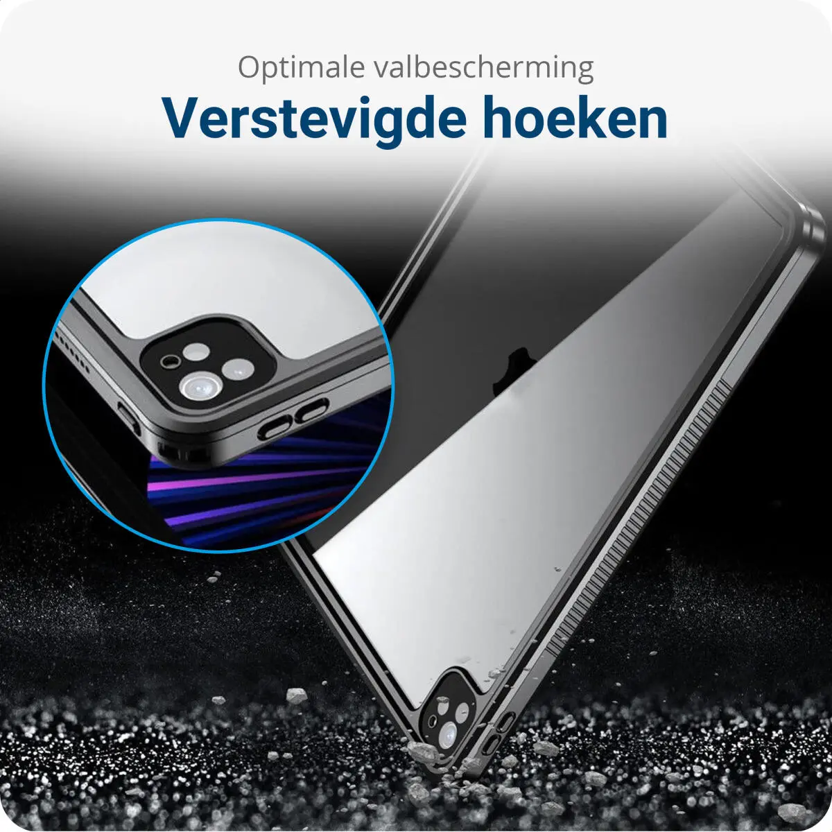 iPad Pro 12.9 2021/2022 Hoes Waterdicht Full Protect Cover IP68 Zwart afbeelding 5