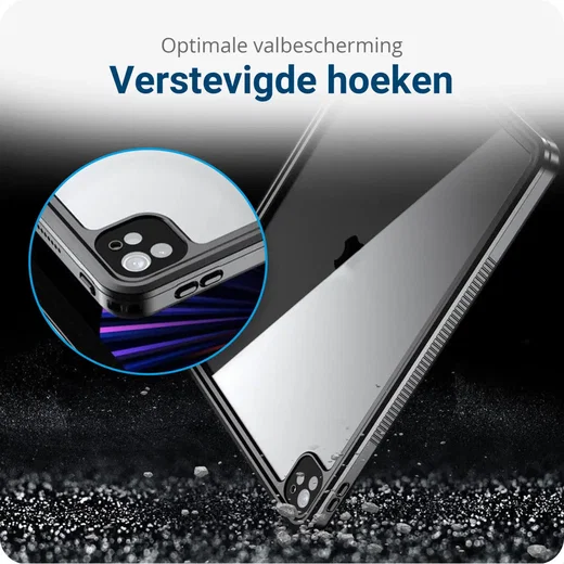 iPad Pro 12.9 2021/2022 Hoes Waterdicht Full Protect Cover IP68 Zwart afbeelding 5