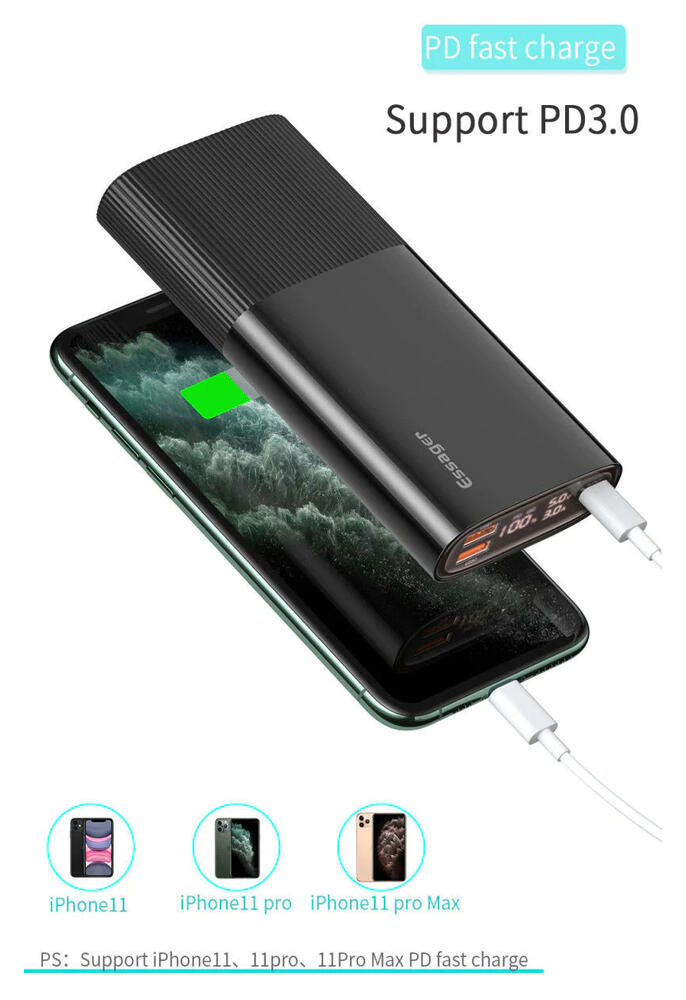 Essager Powerbank 20.000 mAh PD en QC 18W met Digitale Display Wit afbeelding 8